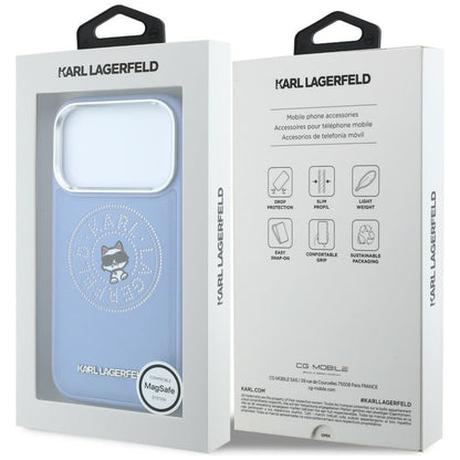 MagSafe-hoesje voor Apple iPhone 18 Pro / 17 Pro, Karl Lagerfeld, Point and Choupette Sketch, blauw