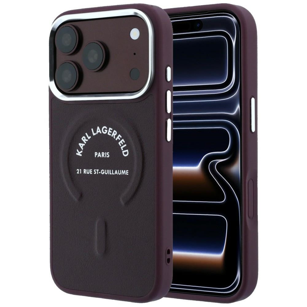 MagSafe-hoesje voor Apple iPhone 18 Pro / 17 Pro, Karl Lagerfeld, Ring Karl RSG Logo, Bordeaux