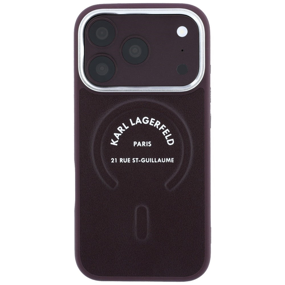 MagSafe-hoesje voor Apple iPhone 18 Pro / 17 Pro, Karl Lagerfeld, Ring Karl RSG Logo, Bordeaux