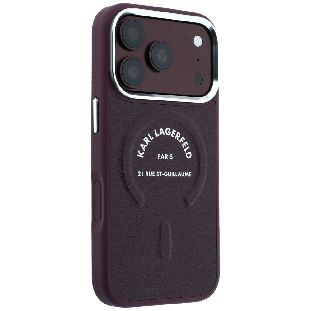 MagSafe-hoesje voor Apple iPhone 18 Pro / 17 Pro, Karl Lagerfeld, Ring Karl RSG Logo, Bordeaux