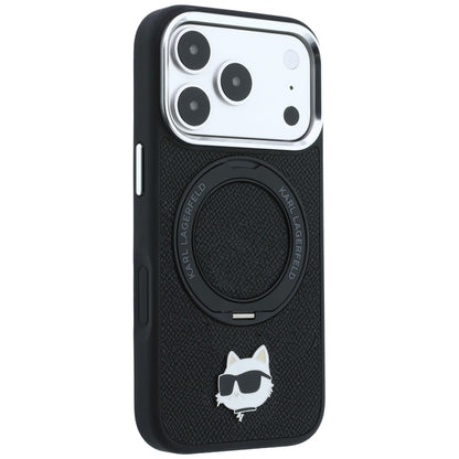 MagSafe-hoes voor Apple iPhone 18 Pro / 17 Pro, Karl Lagerfeld, Ring Stand 360 Choupette Pin, Zwart