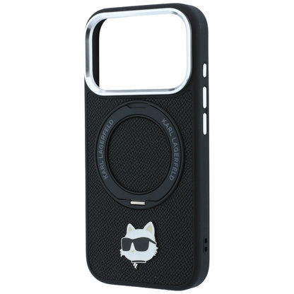 MagSafe-hoes voor Apple iPhone 18 Pro / 17 Pro, Karl Lagerfeld, Ring Stand 360 Choupette Pin, Zwart