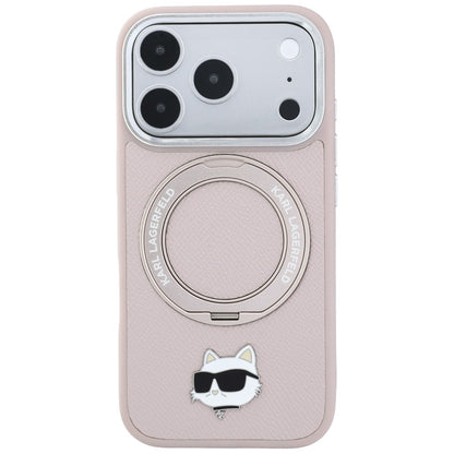 MagSafe-hoesje voor Apple iPhone 18 Pro / 17 Pro, Karl Lagerfeld, Ring Stand 360 Choupette Pin, roze