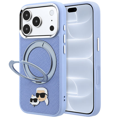 MagSafe-hoes voor Apple iPhone 18 Pro / 17 Pro, Karl Lagerfeld, Ring Stand 360 Karl & Choupette Pin, Blauw