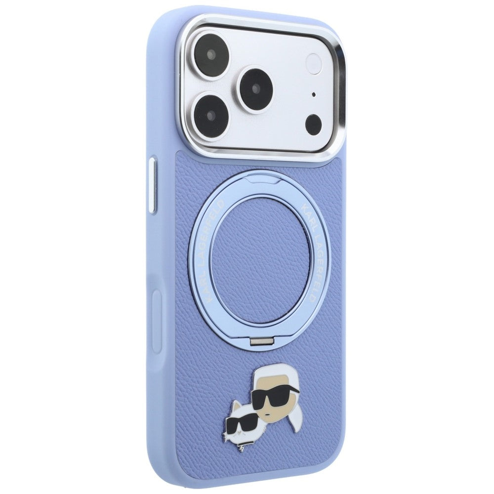 MagSafe-hoes voor Apple iPhone 18 Pro / 17 Pro, Karl Lagerfeld, Ring Stand 360 Karl & Choupette Pin, Blauw