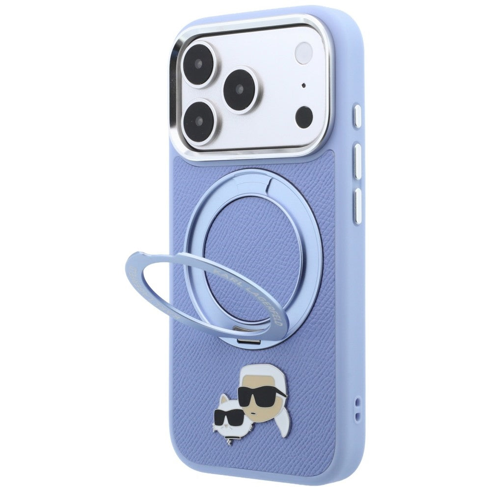 MagSafe-hoes voor Apple iPhone 18 Pro / 17 Pro, Karl Lagerfeld, Ring Stand 360 Karl & Choupette Pin, Blauw