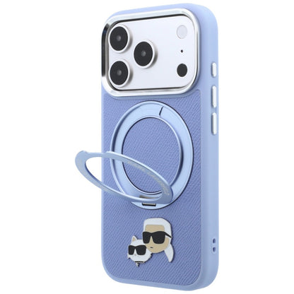 MagSafe-hoes voor Apple iPhone 18 Pro / 17 Pro, Karl Lagerfeld, Ring Stand 360 Karl & Choupette Pin, Blauw