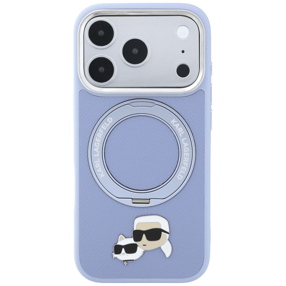 MagSafe-hoes voor Apple iPhone 18 Pro / 17 Pro, Karl Lagerfeld, Ring Stand 360 Karl & Choupette Pin, Blauw