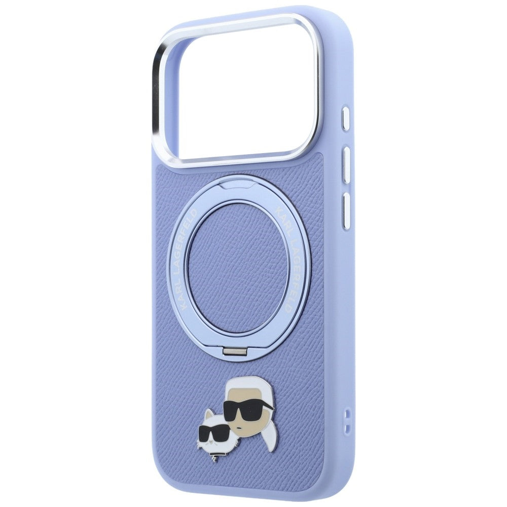 MagSafe-hoes voor Apple iPhone 18 Pro / 17 Pro, Karl Lagerfeld, Ring Stand 360 Karl & Choupette Pin, Blauw
