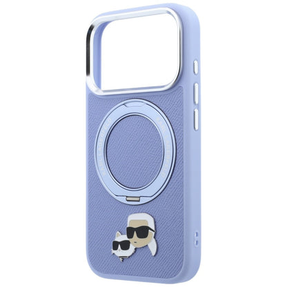 MagSafe-hoes voor Apple iPhone 18 Pro / 17 Pro, Karl Lagerfeld, Ring Stand 360 Karl & Choupette Pin, Blauw