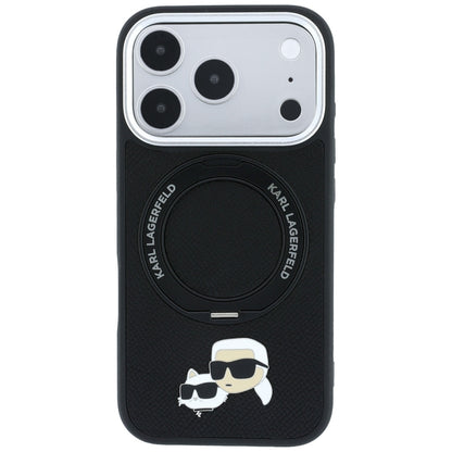 MagSafe-hoes voor Apple iPhone 18 Pro / 17 Pro, Karl Lagerfeld, Ring Stand 360 Karl & Choupette Pin, Zwart