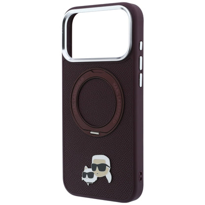 MagSafe-hoes voor Apple iPhone 18 Pro / 17 Pro, Karl Lagerfeld, Ring Stand 360 Karl & Choupette Pin, Wijnrood