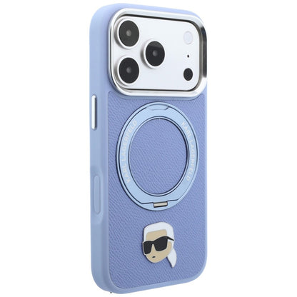 MagSafe-hoesje voor Apple iPhone 18 Pro / 17 Pro, Karl Lagerfeld, Ring Stand 360 Karl Pin, Blauw