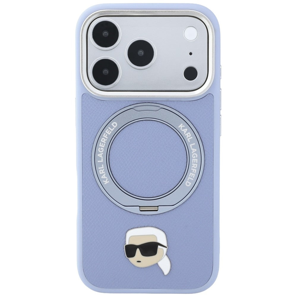 MagSafe-hoesje voor Apple iPhone 18 Pro / 17 Pro, Karl Lagerfeld, Ring Stand 360 Karl Pin, Blauw