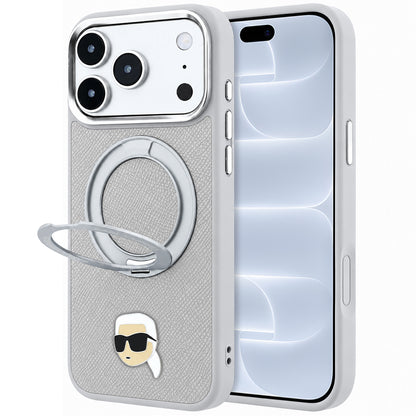 MagSafe-hoesje voor Apple iPhone 18 Pro / 17 Pro, Karl Lagerfeld, Ring Stand 360 Karl Pin, Grijs