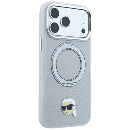 MagSafe-hoesje voor Apple iPhone 18 Pro / 17 Pro, Karl Lagerfeld, Ring Stand 360 Karl Pin, Grijs