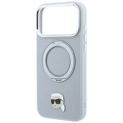 MagSafe-hoesje voor Apple iPhone 18 Pro / 17 Pro, Karl Lagerfeld, Ring Stand 360 Karl Pin, Grijs