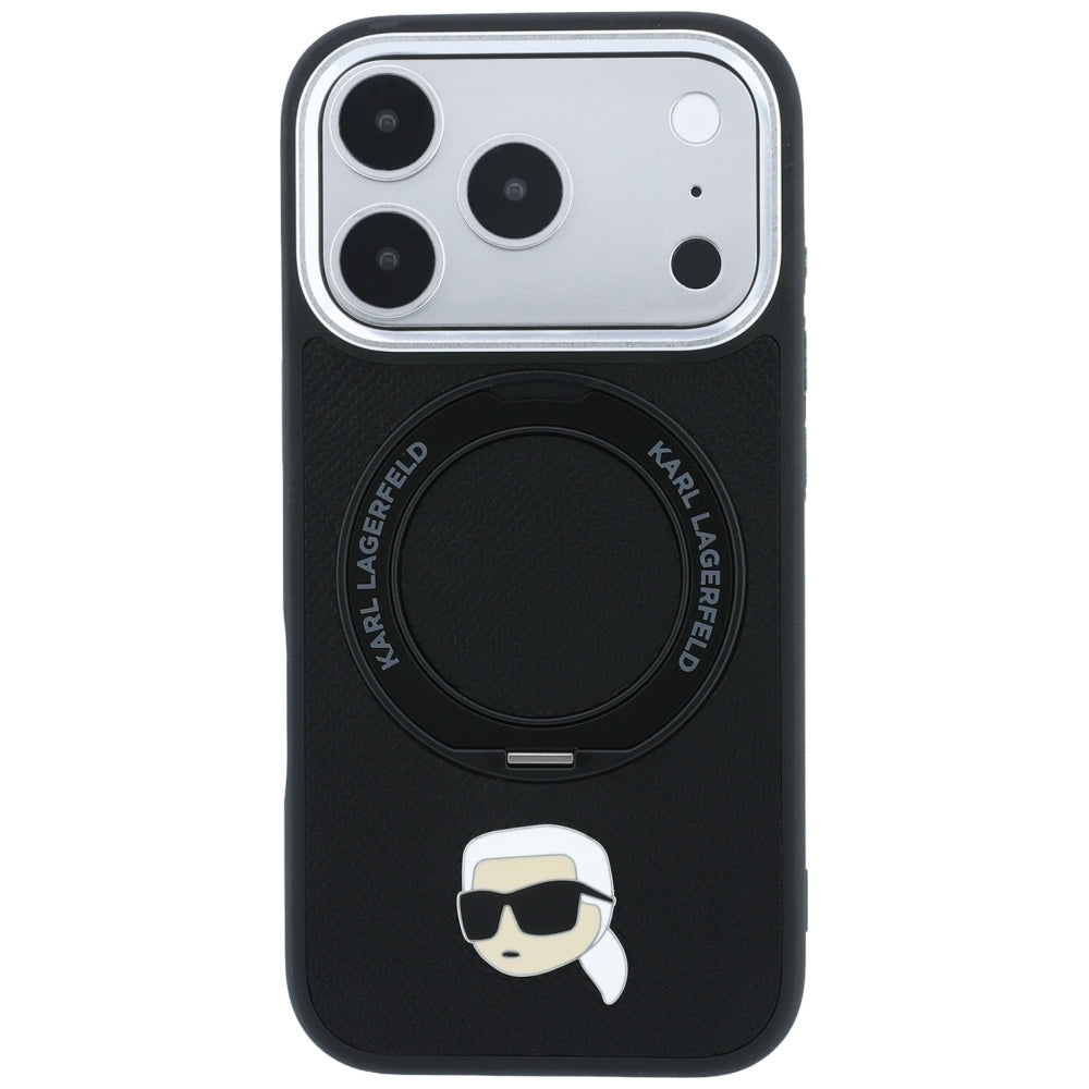 MagSafe-hoes voor Apple iPhone 18 Pro / 17 Pro, Karl Lagerfeld, Ring Stand 360 Karl Pin, Zwart