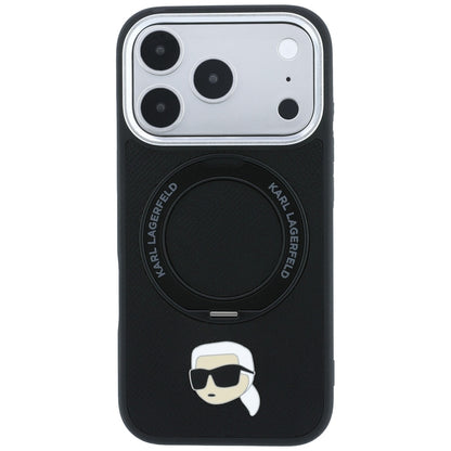 MagSafe-hoes voor Apple iPhone 18 Pro / 17 Pro, Karl Lagerfeld, Ring Stand 360 Karl Pin, Zwart
