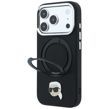 MagSafe-hoes voor Apple iPhone 18 Pro / 17 Pro, Karl Lagerfeld, Ring Stand 360 Karl Pin, Zwart
