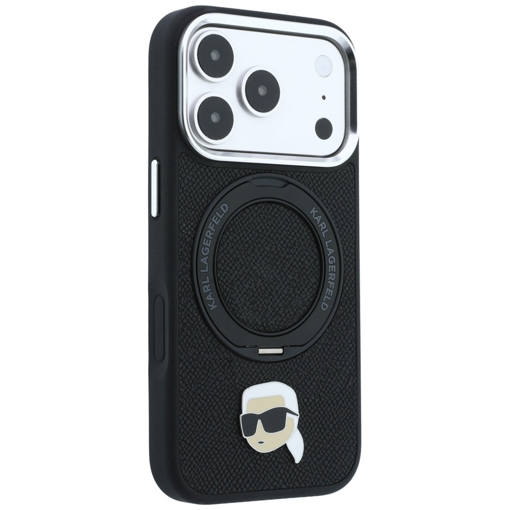 MagSafe-hoes voor Apple iPhone 18 Pro / 17 Pro, Karl Lagerfeld, Ring Stand 360 Karl Pin, Zwart