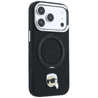 MagSafe-hoes voor Apple iPhone 18 Pro / 17 Pro, Karl Lagerfeld, Ring Stand 360 Karl Pin, Zwart