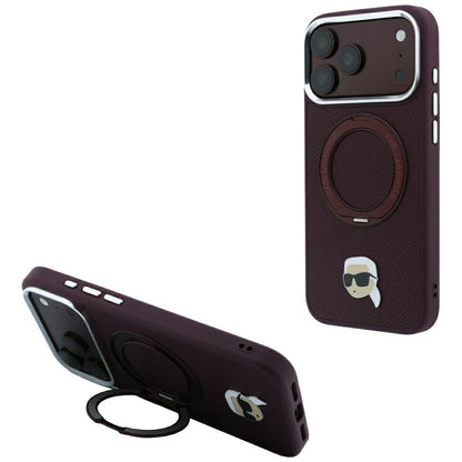 MagSafe-hoesje voor Apple iPhone 18 Pro / 17 Pro, Karl Lagerfeld, Ring Stand 360 Karl Pin, Bordeaux