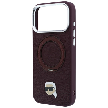 MagSafe-hoesje voor Apple iPhone 18 Pro / 17 Pro, Karl Lagerfeld, Ring Stand 360 Karl Pin, Bordeaux