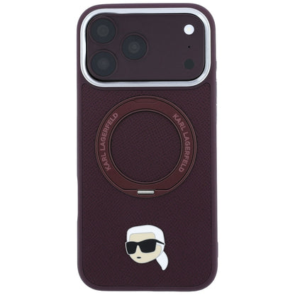 MagSafe-hoesje voor Apple iPhone 18 Pro / 17 Pro, Karl Lagerfeld, Ring Stand 360 Karl Pin, Bordeaux