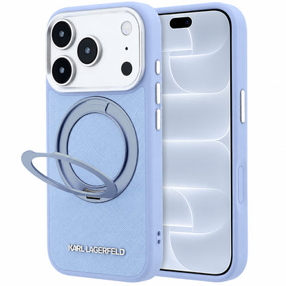 MagSafe Case for Apple iPhone 18 Pro / 17 Pro, Karl Lagerfeld, Ring Stand 360 Saffiano, Blue