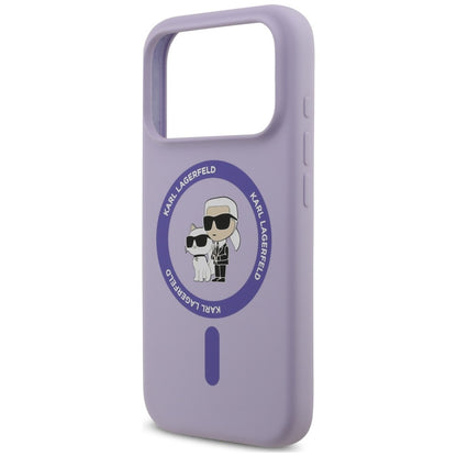 MagSafe-hoesje voor Apple iPhone 18 Pro / 17 Pro, Karl Lagerfeld, Silicone Ring Karl & Choupette, paars