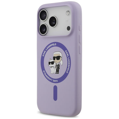 MagSafe-hoesje voor Apple iPhone 18 Pro / 17 Pro, Karl Lagerfeld, Silicone Ring Karl & Choupette, paars