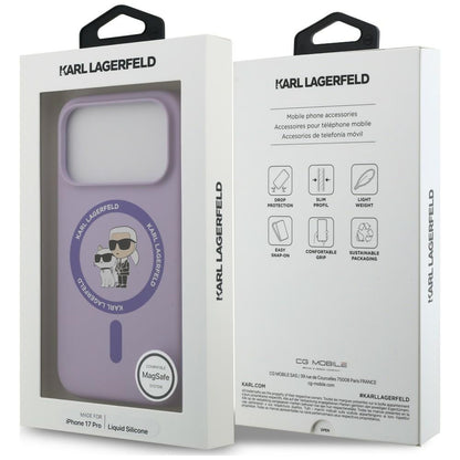 MagSafe-hoesje voor Apple iPhone 18 Pro / 17 Pro, Karl Lagerfeld, Silicone Ring Karl & Choupette, paars
