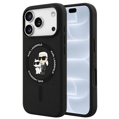 MagSafe-hoes voor Apple iPhone 18 Pro / 17 Pro, Karl Lagerfeld, Silicone Ring Karl & Choupette, Zwart