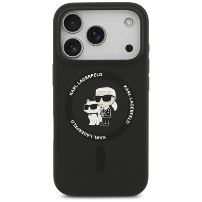 MagSafe-hoes voor Apple iPhone 18 Pro / 17 Pro, Karl Lagerfeld, Silicone Ring Karl & Choupette, Zwart