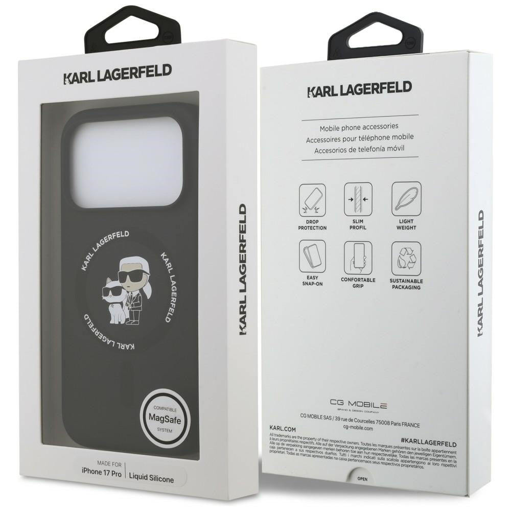 MagSafe-hoes voor Apple iPhone 18 Pro / 17 Pro, Karl Lagerfeld, Silicone Ring Karl & Choupette, Zwart