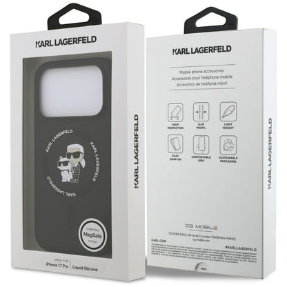 MagSafe-hoes voor Apple iPhone 18 Pro / 17 Pro, Karl Lagerfeld, Silicone Ring Karl & Choupette, Zwart
