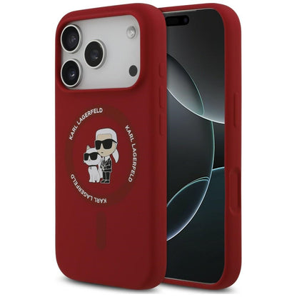 MagSafe-hoesje voor Apple iPhone 18 Pro / 17 Pro, Karl Lagerfeld, Silicone Ring Karl & Choupette, roze