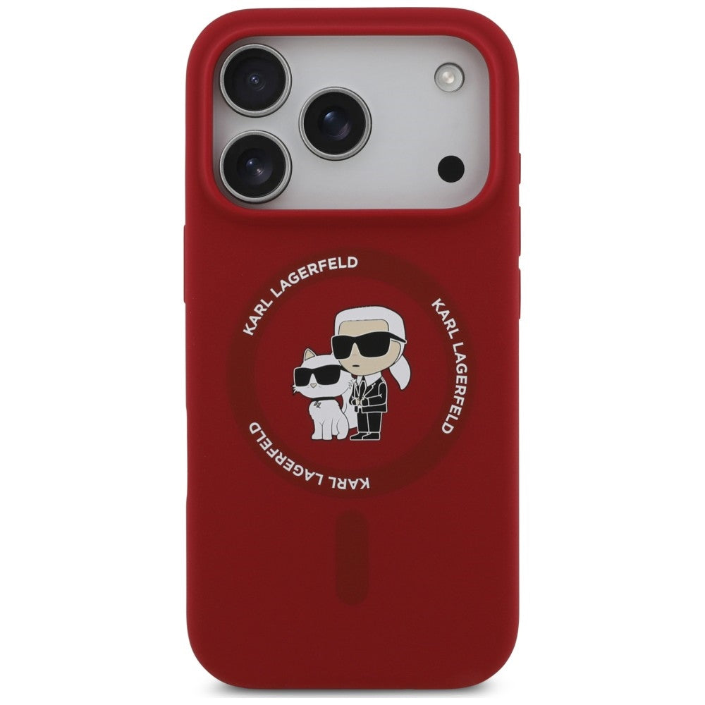 MagSafe-hoesje voor Apple iPhone 18 Pro / 17 Pro, Karl Lagerfeld, Silicone Ring Karl & Choupette, roze