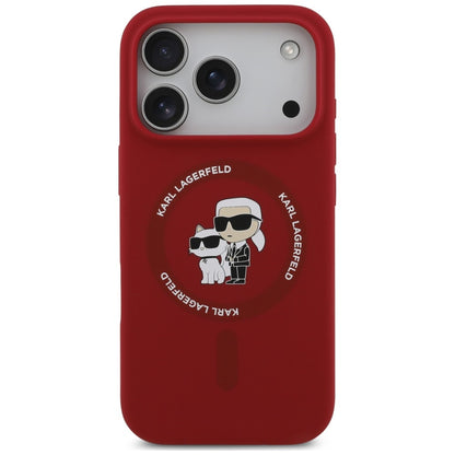 MagSafe-hoesje voor Apple iPhone 18 Pro / 17 Pro, Karl Lagerfeld, Silicone Ring Karl & Choupette, roze