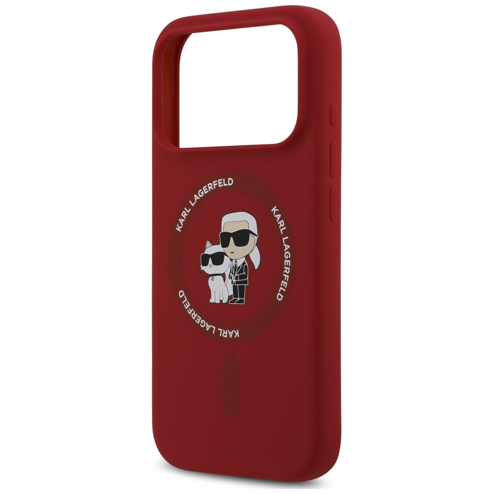 MagSafe-hoesje voor Apple iPhone 18 Pro / 17 Pro, Karl Lagerfeld, Silicone Ring Karl & Choupette, roze