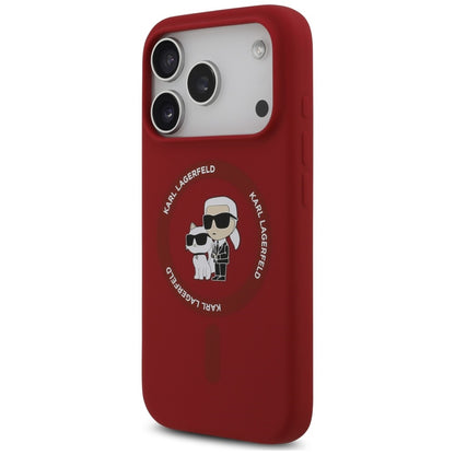 MagSafe-hoesje voor Apple iPhone 18 Pro / 17 Pro, Karl Lagerfeld, Silicone Ring Karl & Choupette, roze