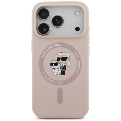 MagSafe-hoesje voor Apple iPhone 18 Pro / 17 Pro, Karl Lagerfeld, Silicone Ring Karl & Choupette, roze