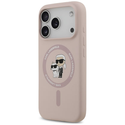 MagSafe-hoesje voor Apple iPhone 18 Pro / 17 Pro, Karl Lagerfeld, Silicone Ring Karl & Choupette, roze