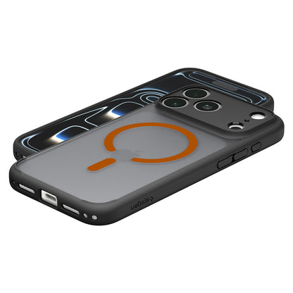 MagSafe-hoes voor Apple iPhone 18 Pro / 17 Pro, Spigen, Ultra Hybrid, Zwart Oranje Satijn ACS12162