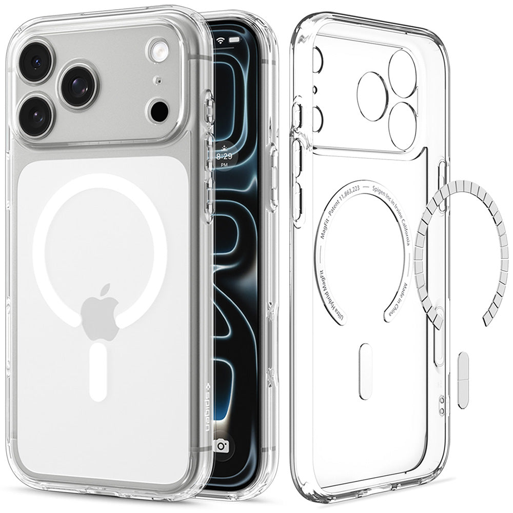 MagSafe-hoes voor Apple iPhone 18 Pro / 17 Pro, Spigen, Ultra Hybrid, Transparant Wit ACS12155