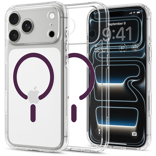 MagSafe Case for Apple iPhone 18 Pro / 17 Pro, Spigen, Ultra Hybrid, Transparent Burgundy ACS12335