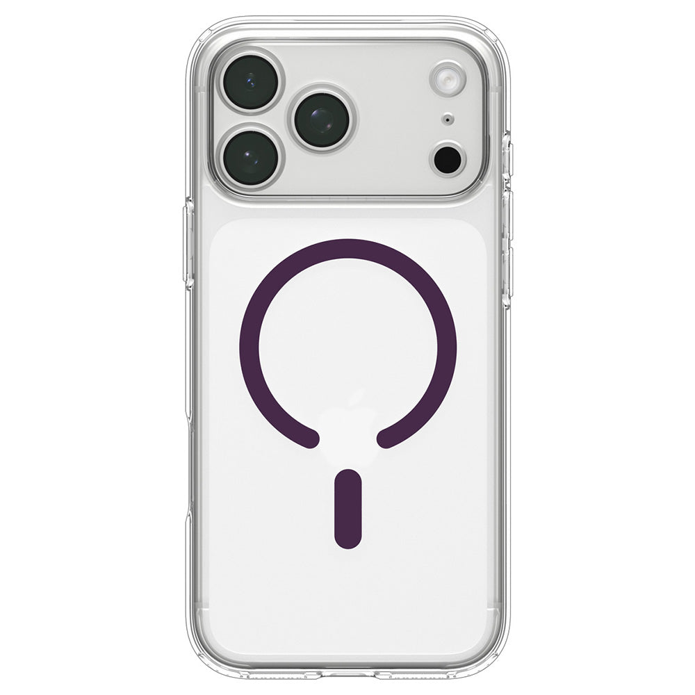 MagSafe-hoesje voor Apple iPhone 18 Pro / 17 Pro, Spigen, Ultra Hybrid, transparant bordeauxrood ACS12335
