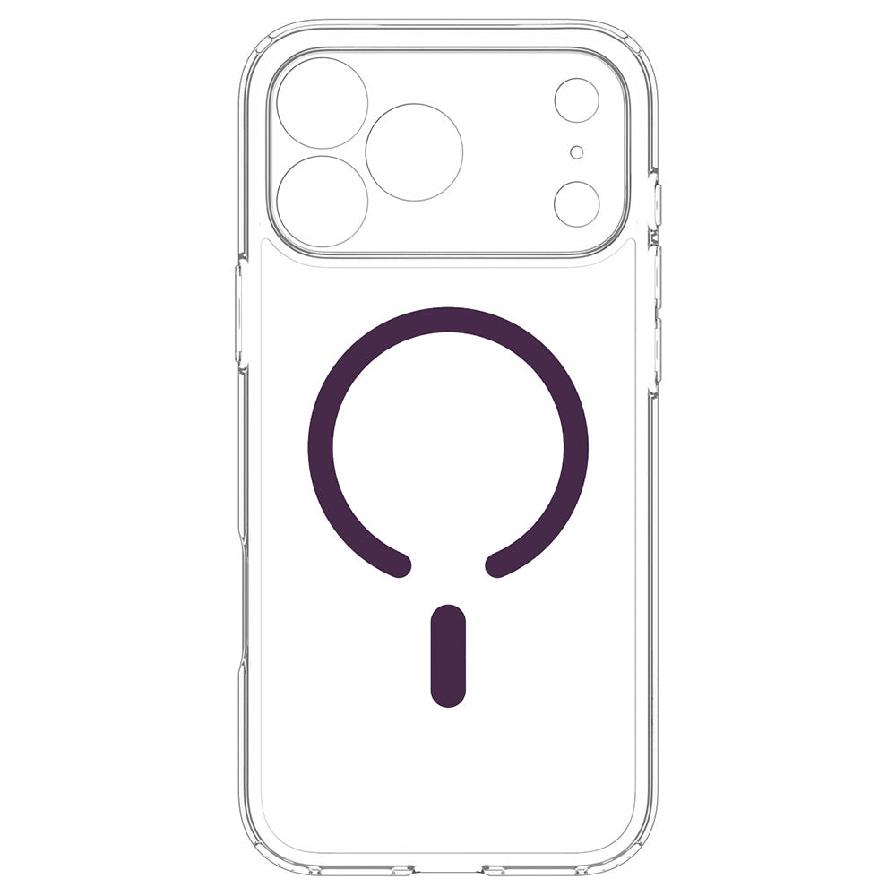 MagSafe-hoesje voor Apple iPhone 18 Pro / 17 Pro, Spigen, Ultra Hybrid, transparant bordeauxrood ACS12335