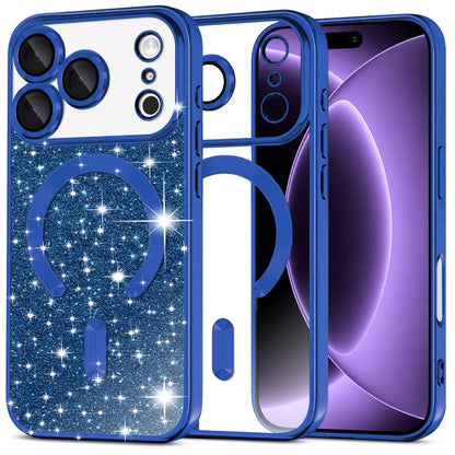 MagSafe-hoes voor Apple iPhone 18 Pro / 17 Pro, Techsuit, Luxury Glitter, Donkerblauw